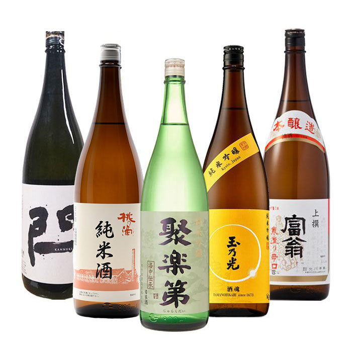 京都 地酒 飲み比べセット 1800ml 1.8L 5本 聚楽第 桃の滴 玉乃光 閂 富翁 お酒