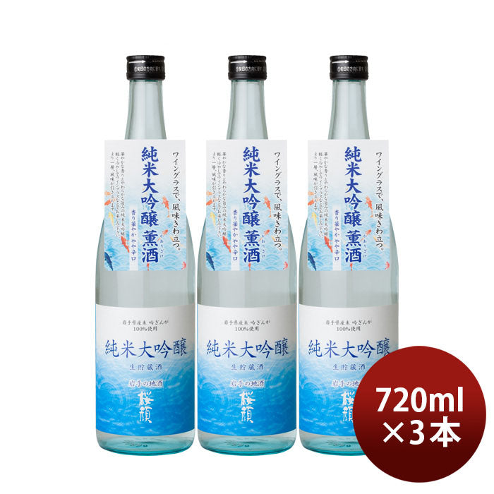 [アウトレット品]日本酒 桜顔 純米大吟醸 生貯蔵酒 720ml 3本 夏酒 2024 桜顔酒造 贈り物 清酒