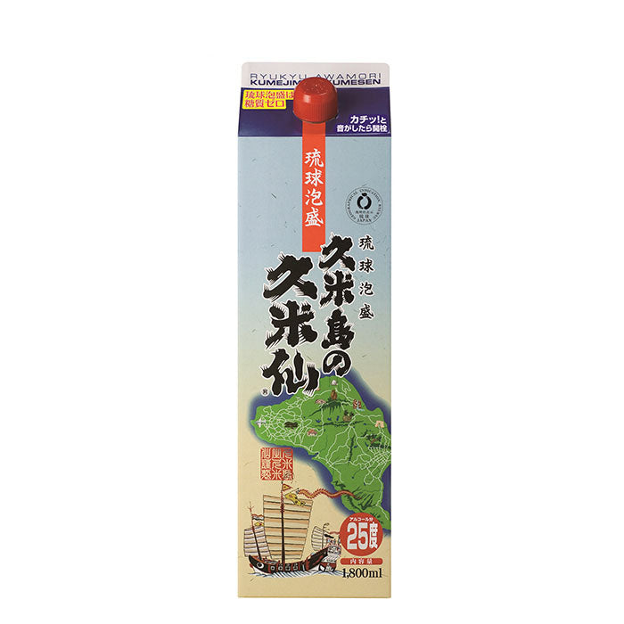 泡盛 久米島の久米仙 パック 25度 1800ml 1.8L 1本