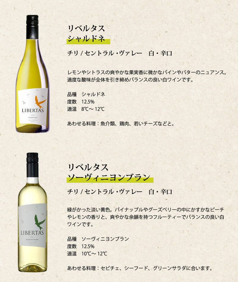 父の日 厳選！コスパ最強！ リベルタス & コノスル チリのヴァラエタルワイン12本セット 750ml ワインセット 飲み比べ