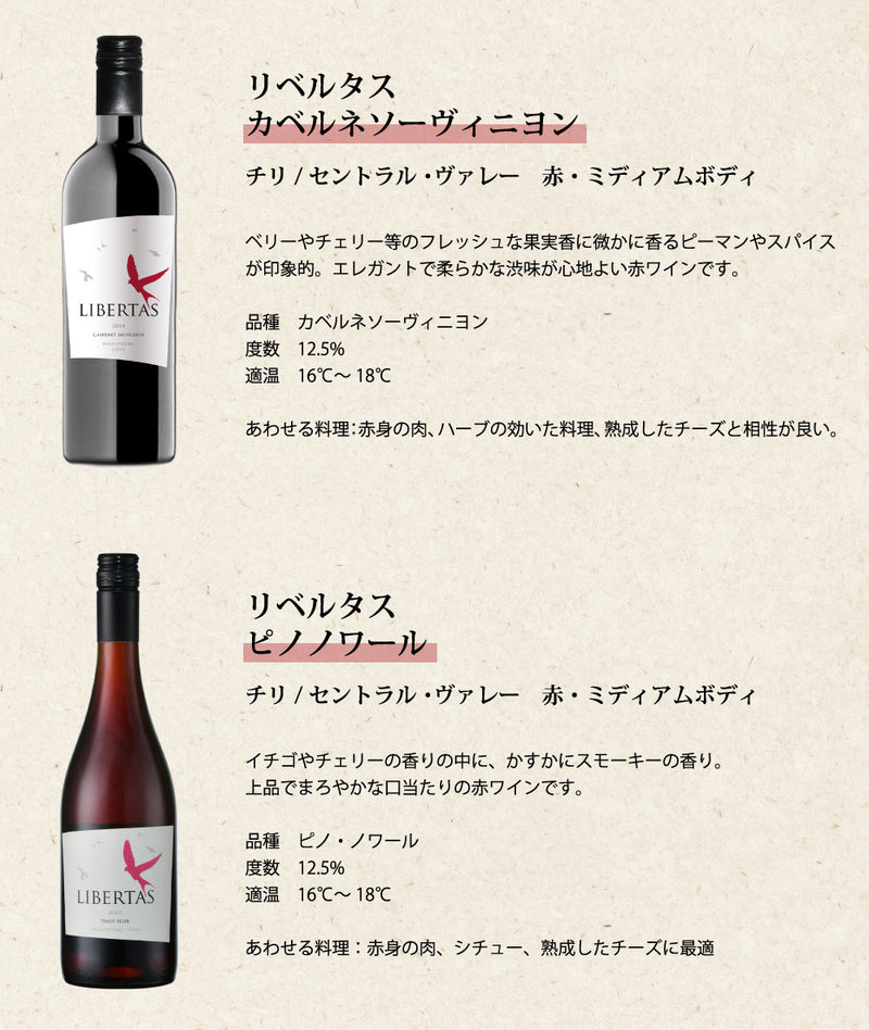父の日 厳選！コスパ最強！ リベルタス & コノスル チリのヴァラエタルワイン12本セット 750ml ワインセット 飲み比べ