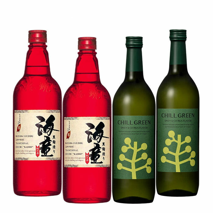 焼酎 麦 芋焼酎クリスマス チルグリーン・海童 各2本飲み比べセット 720ml / 4本 濱田酒造