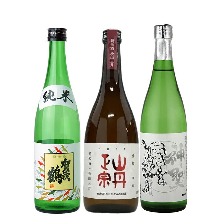 父の日 日本酒 厳選 WGO2025 メイン部門金賞酒 3本 セット 720ml 飲み比べ ギフト 賀茂鶴 山丹正宗 神聖 お酒