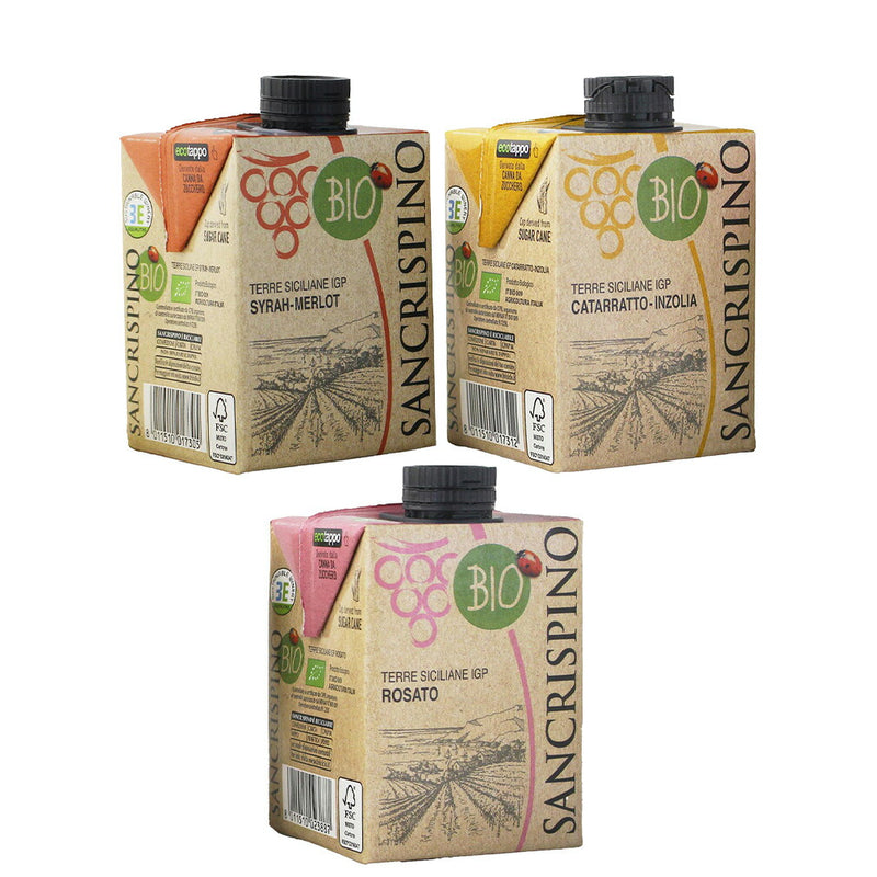 イタリア サンクリスピーノ オーガニック ワイン 3種10個 飲み比べセット パック 紙容器 お酒