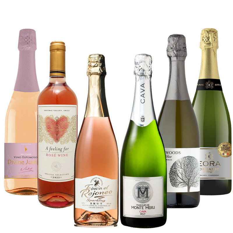 激安！！ロゼ ＆ カヴァ 入り！お買い得スパークリングワイン 6本 飲み比べセット 750ml × 6本 1セット