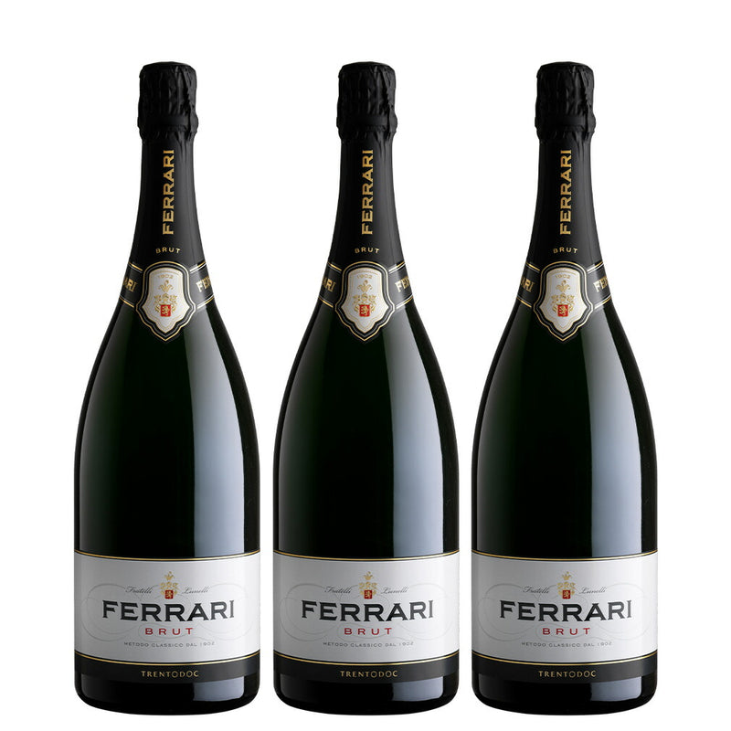 イタリア 限定品 フェッラーリ ブリュット Ferrari Brut （紙巻付き) 750ml 3本 スパークリングワイン 白