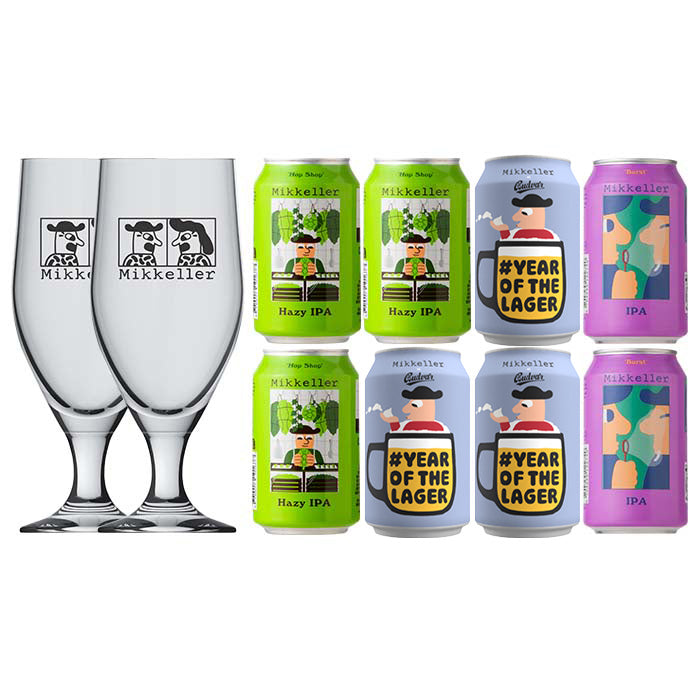 ビール デンマーク Mikkeller ミッケラー 缶3種8本 グラス 2個付き クラフトビール ペア飲み比べセット お酒