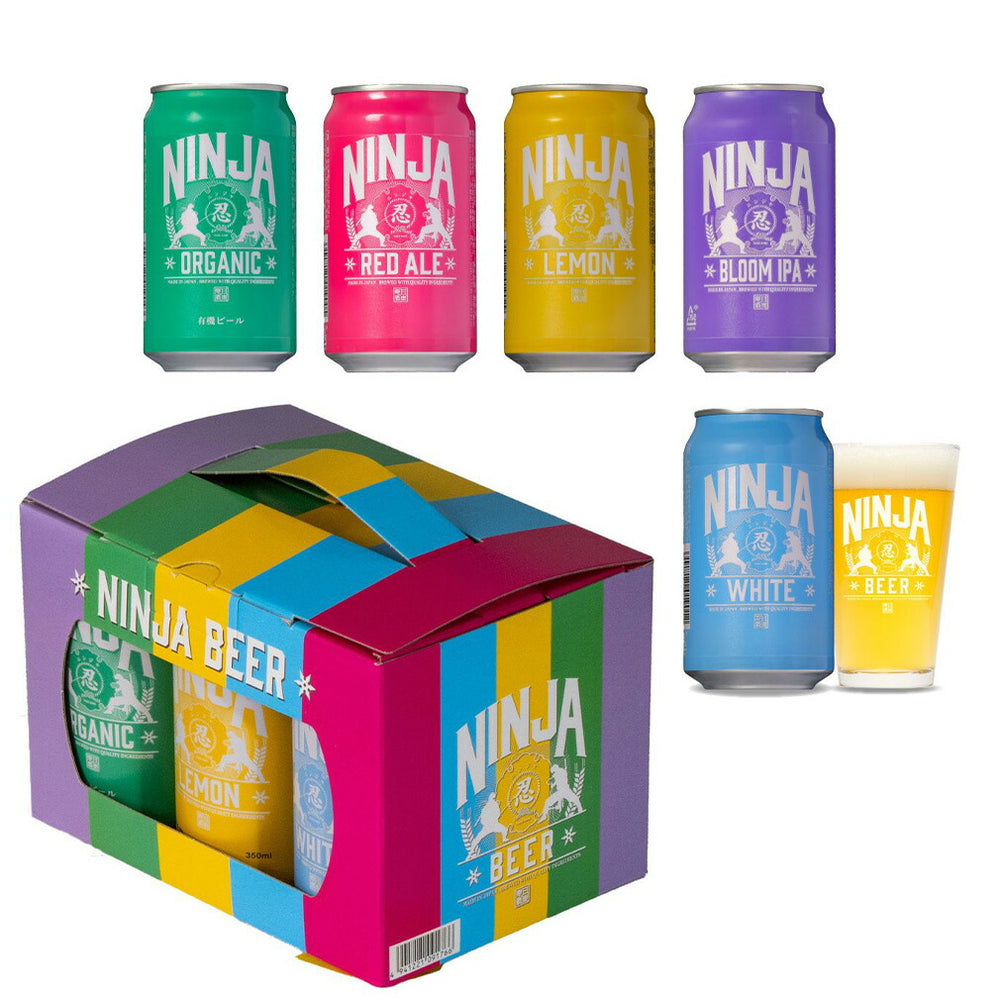日本ビール NINJA BEER 5種＋グラス付きギフトセット 缶 350ml 5本