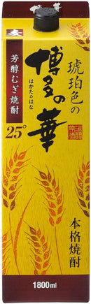 麦焼酎 25度 琥珀色の博多の華 麦 パック 1800ml 1.8L 6本 1ケース ギフト 父親 誕生日 プレゼント