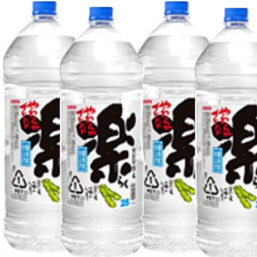 甲類焼酎 楽 25度 メルシャン 4000ml 4L 4本 1ケース 本州送料無料　四国は+200円、九州・北海道は+500円、沖縄は+3000円ご注文後に加算 ギフト 父親 誕生日 プレゼント