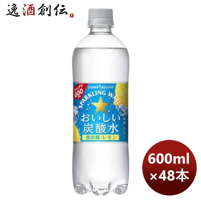 サッポロおいしい炭酸水レモンＰＥＴ600ml×2ケース/48本のし・ギフト・サンプル各種対応不可