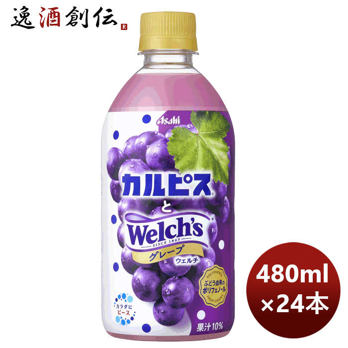 カルピスとウェルチグレープＰＥＴ480ml×1ケース/24本リニューアル3月29日以降切替新旧のご指定不可